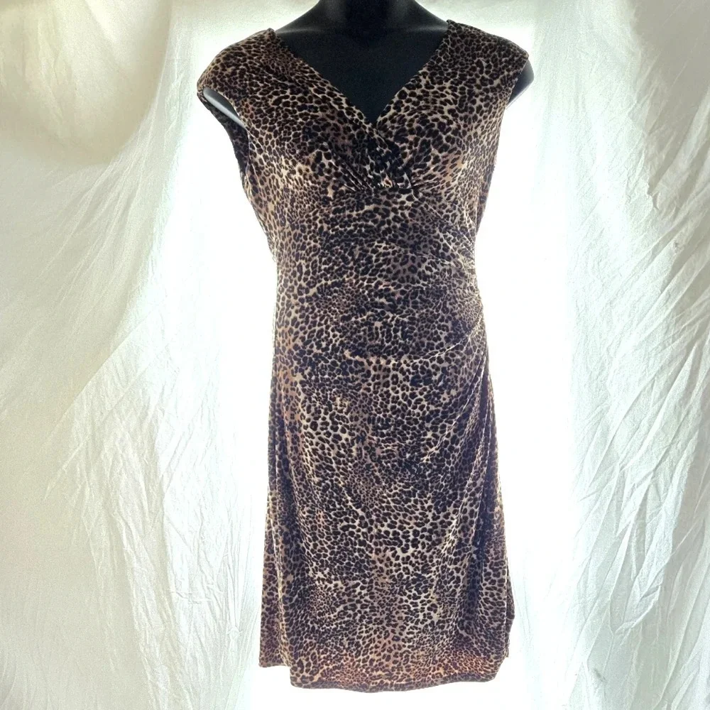 Cheetah Print Fitted Dress EUC - Picture 3 of 7